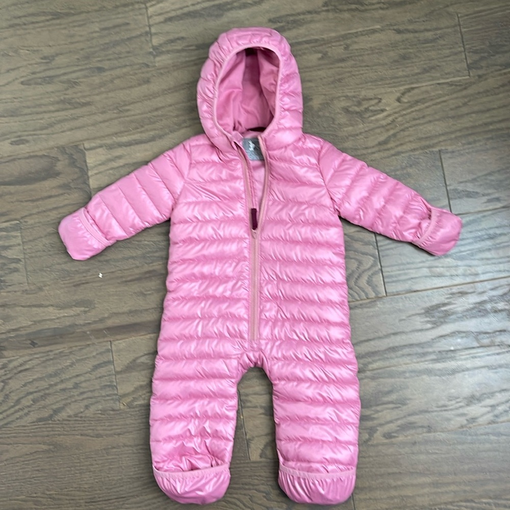 Primary Pink Hooded Puffer Snowsuit One-Piece